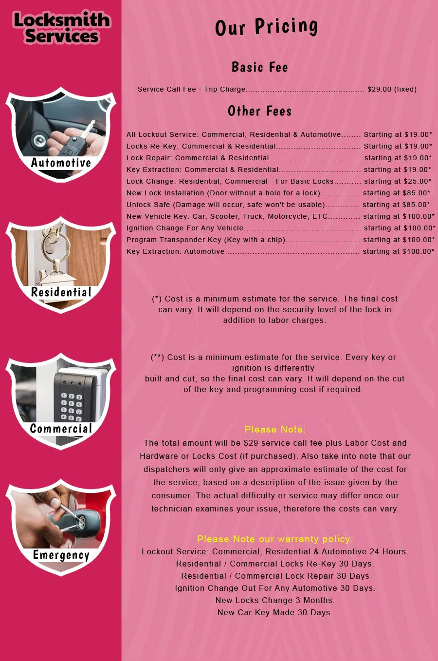 Wenonah NJ Locksmith Store Wenonah, NJ 856-322-1217 - price-list-c-18